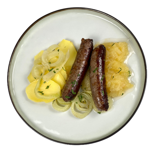 Braadworst met Aardappel, Venkel en Appelcompote